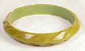 Bakelite-Bangle bracelet carved olive green