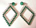 Green & clear Double DiamondClip Earrings 