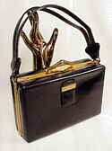 Evans black leather handbag ca. 1945