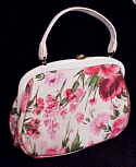 Markay USA Floral vinyl over fabric handbag