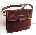 Sacha France Deep Chocolate Brown suede and leather shoulder bag 