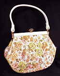 50's quilted cotton floral under clear vinyl handbag