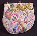 Needlepoint handbag w bird motif 