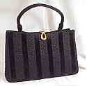 Lewis vertical stripe black chenille handbag 