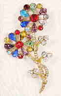 Sassy multicolor rhinestone30s style brooch 