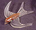 Lucite-Bird pin reverse carved